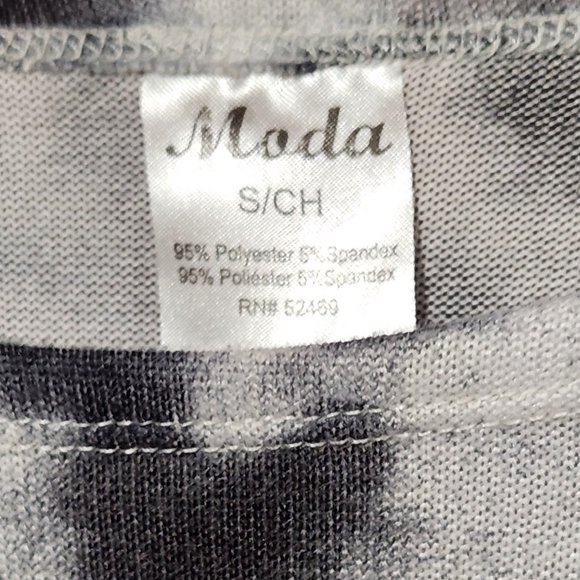 MODA BOUTIQUE Women's S Black White Gray Tie Dye Bubble Sleeve Top Sweater EUC - Picture 3 of 4